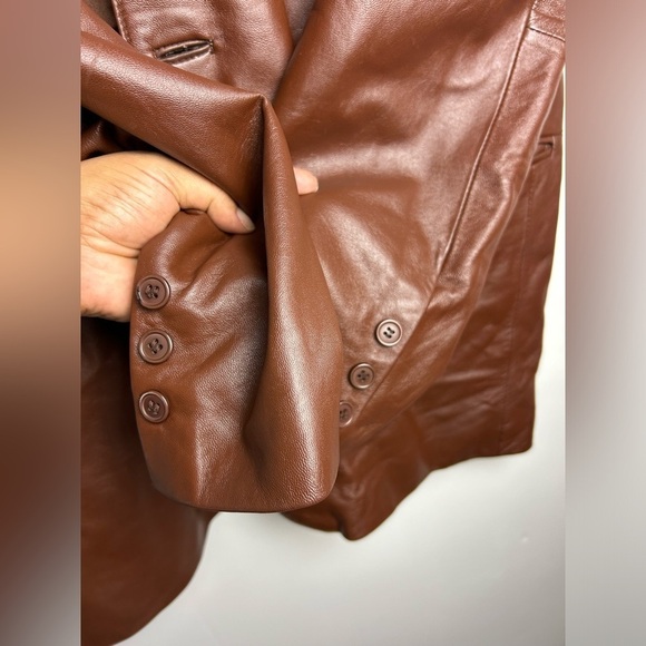 Hind Leather 100% Genuine Leather Brown Vtg 90s y2K Sz L retro boho motorcycle - Picture 12 of 14